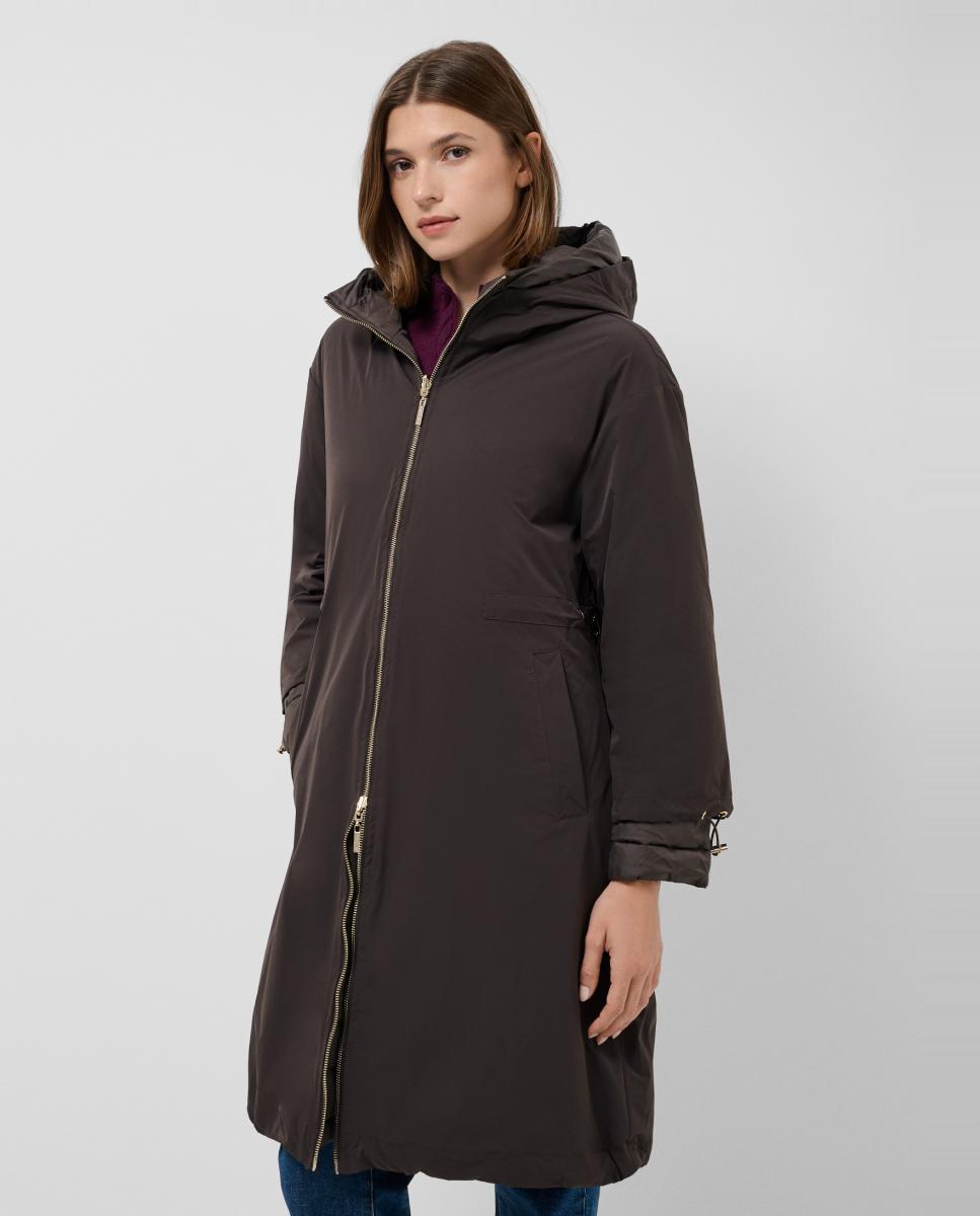Parka de mujer larga reversible acolchada y lisa - Roberto Verino - Marrón Marrón-1