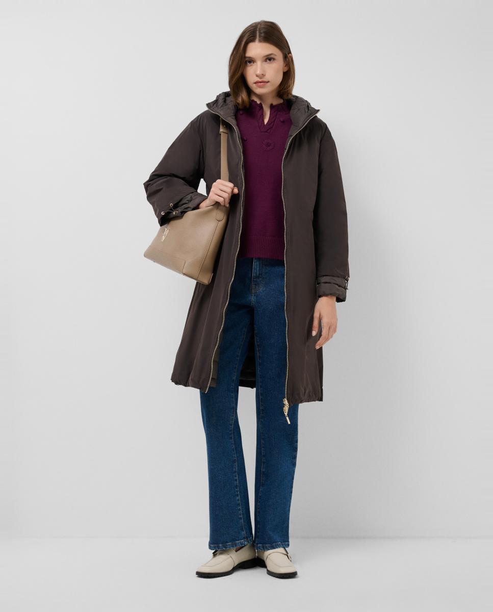 Parka de mujer larga reversible acolchada y lisa - Roberto Verino - Marrón Marrón-2