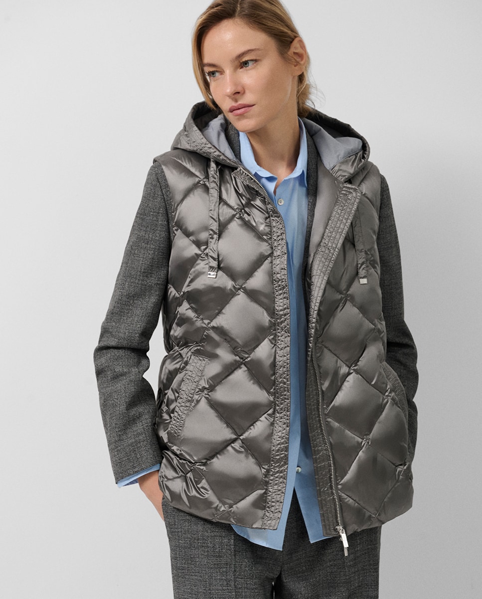 Duohropke Chaleco Largo Para Mujer Sin Mangas, Plumón, Tallas Grandes, Negro Y Beige, Chaqueta De Invierno Con Capucha