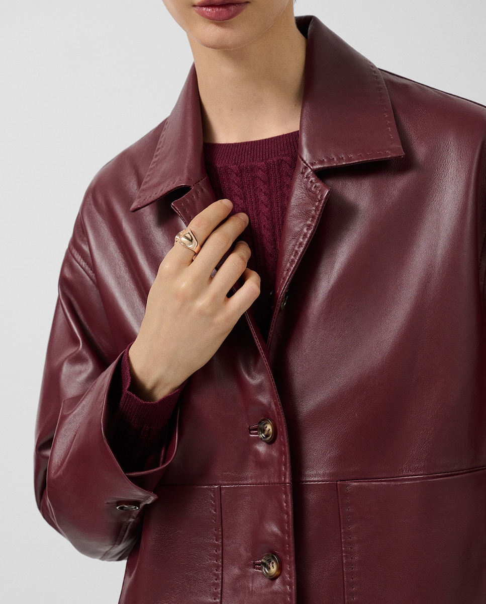 Casaco de Napa com Bolsos Telha-3