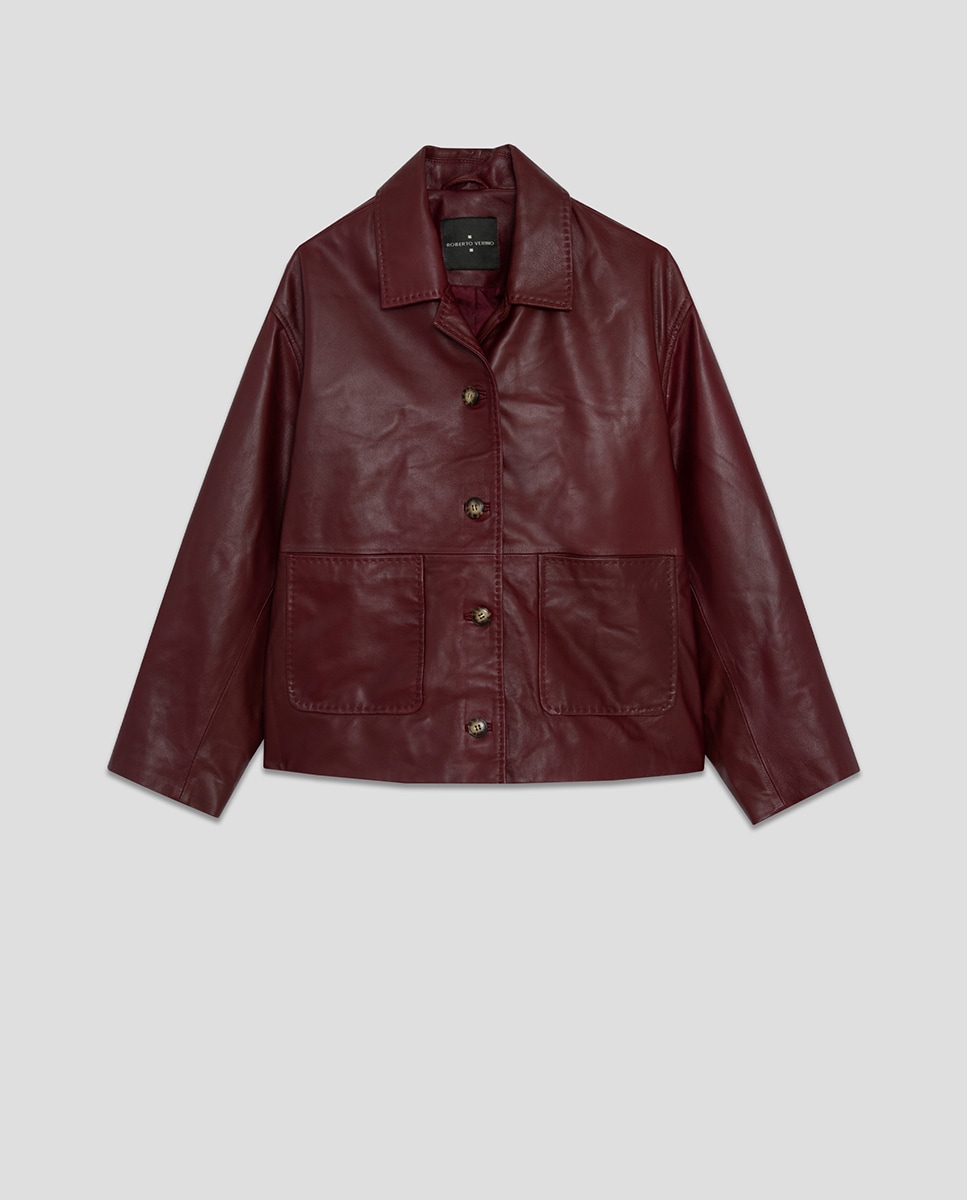 Casaco de Napa com Bolsos Telha-5