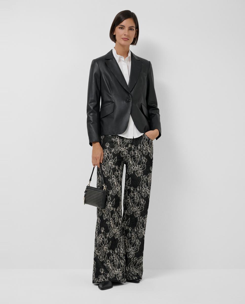 Casaco Estilo Blazer de um Botão em Napa Preto-6