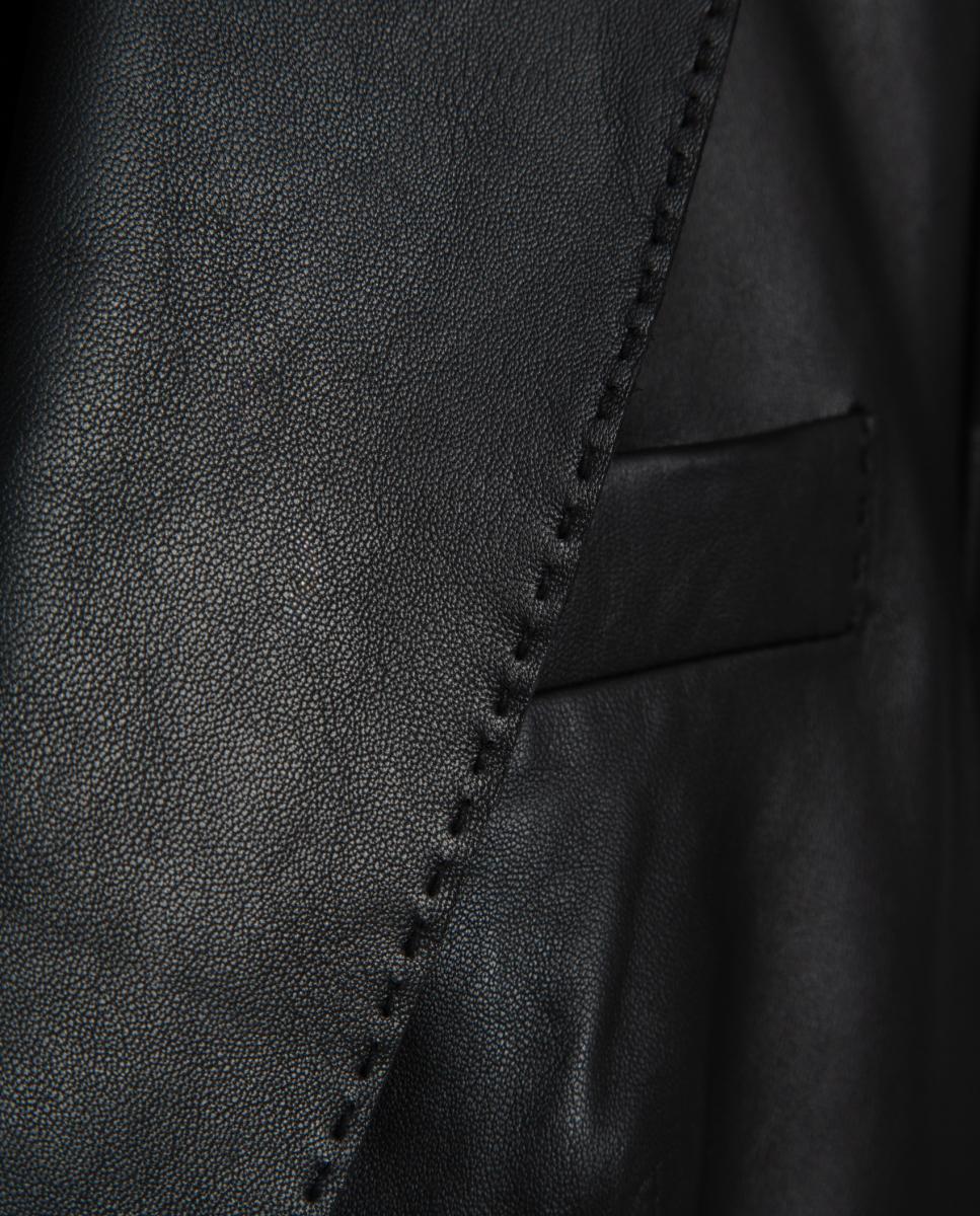 Casaco Estilo Blazer de um Botão em Napa Preto-5