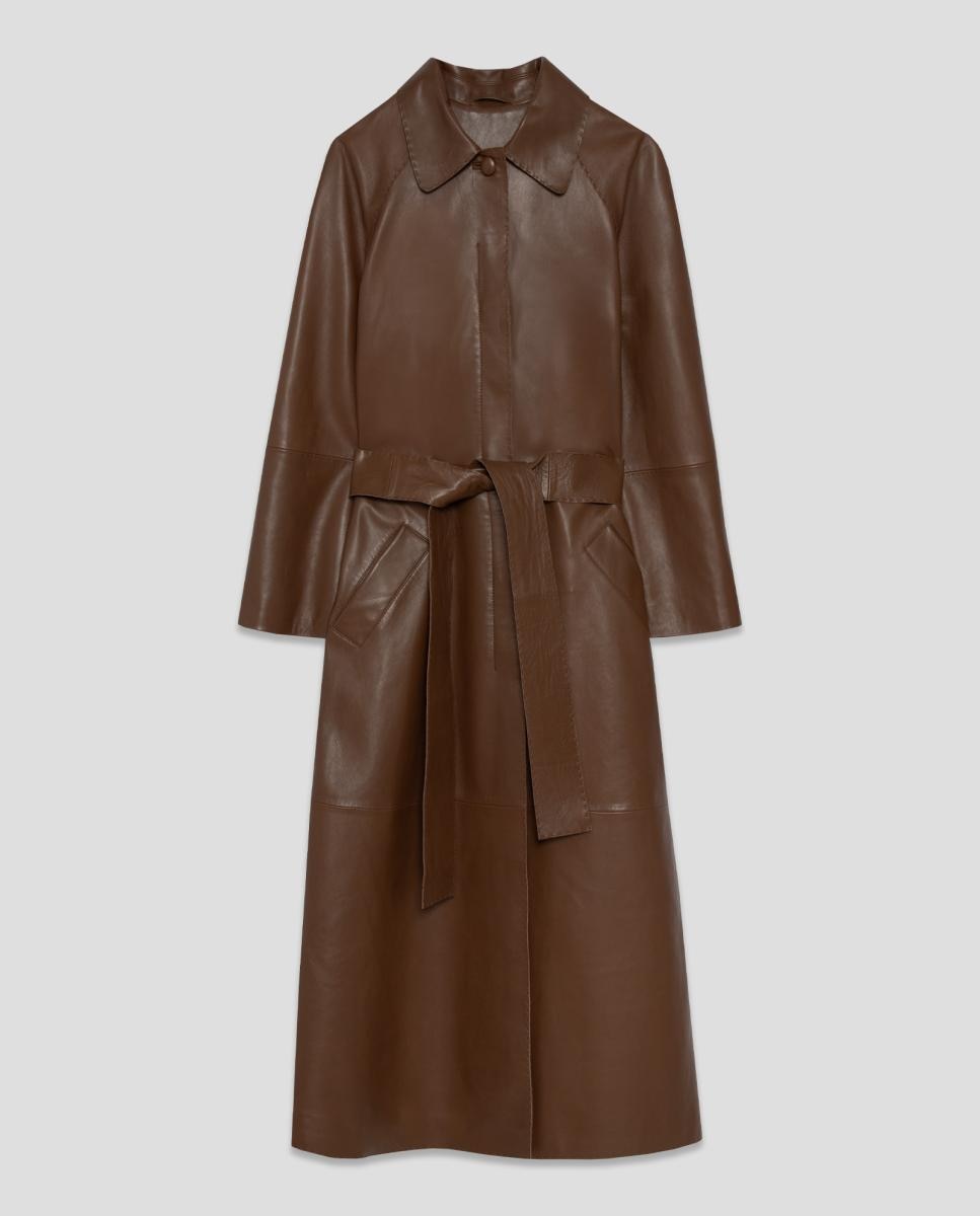 Gabardina de mujer larga napa - Roberto Verino - Marrón claro Marrón claro-7