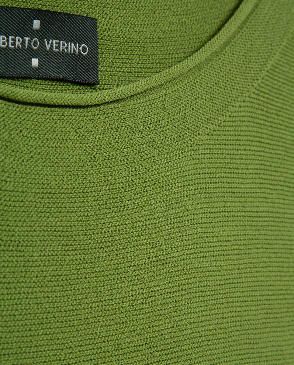 Camisola de malha fina com manga morcego Verde-4