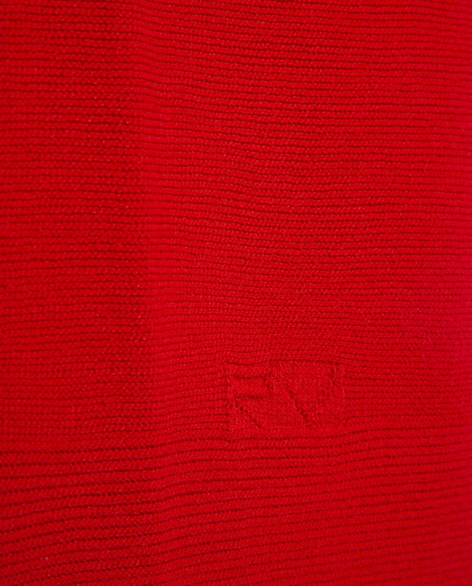 Camisola de malha fina com manga morcego Vermelho-5