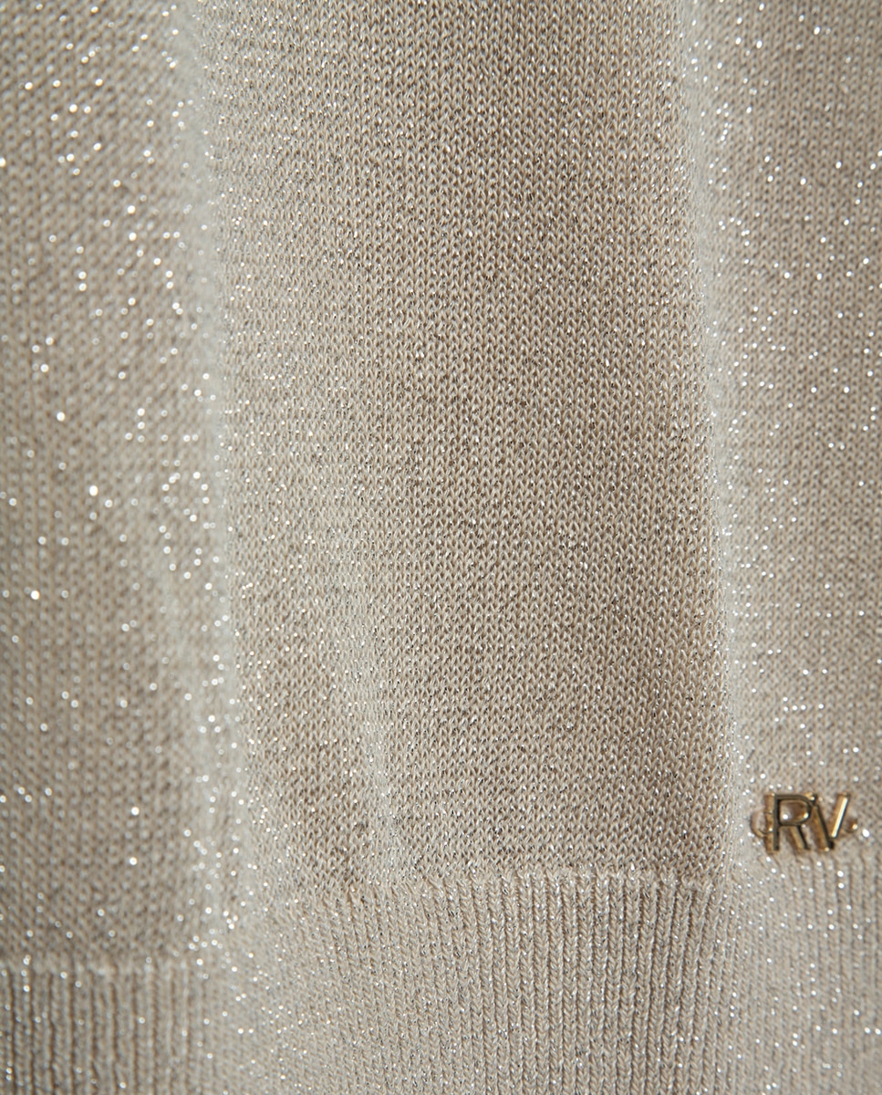 Camisola de malha fina com decote em bico Cru-5