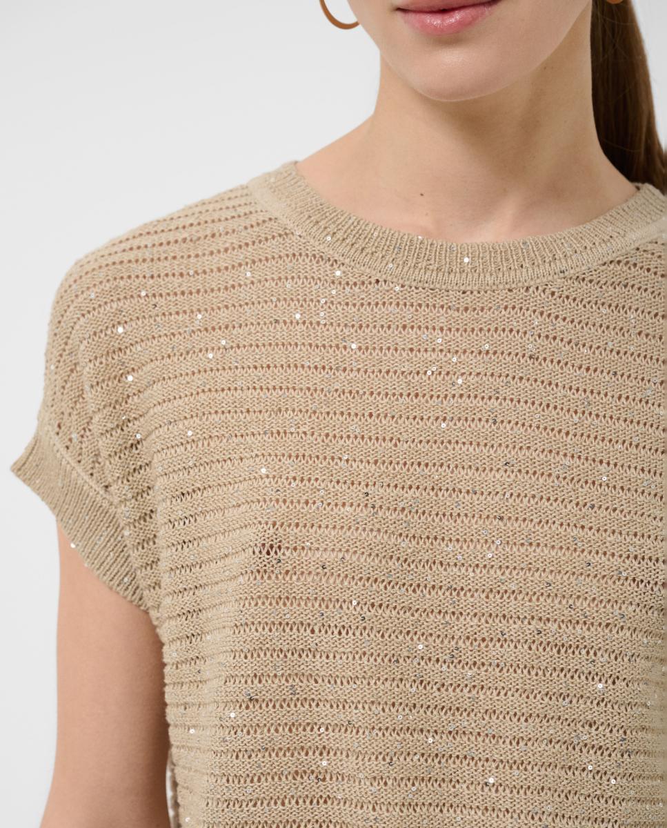 Camisola de Malha de Linho Bege-2