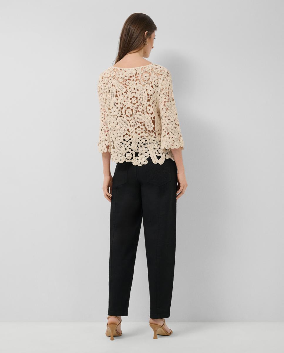 Camisola de malha rendilhada Branco-gelo-3