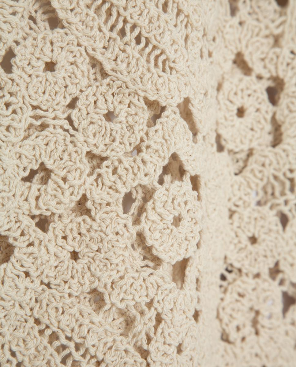 Camisola de malha rendilhada Branco-gelo-5