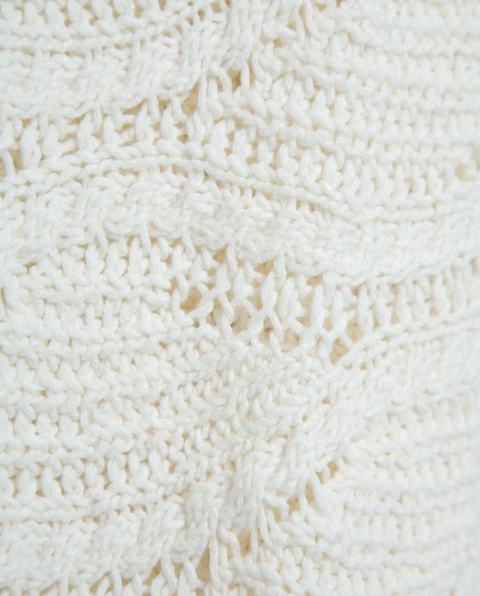 Camisola de Malha com Manga Comprida e Fantasia de Ondas Branco-5