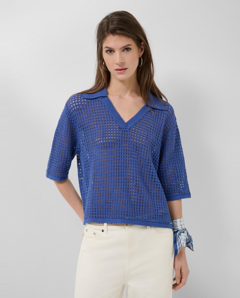 Imagem 0 de Camisola de Malha Tipo Polo Rendilhado