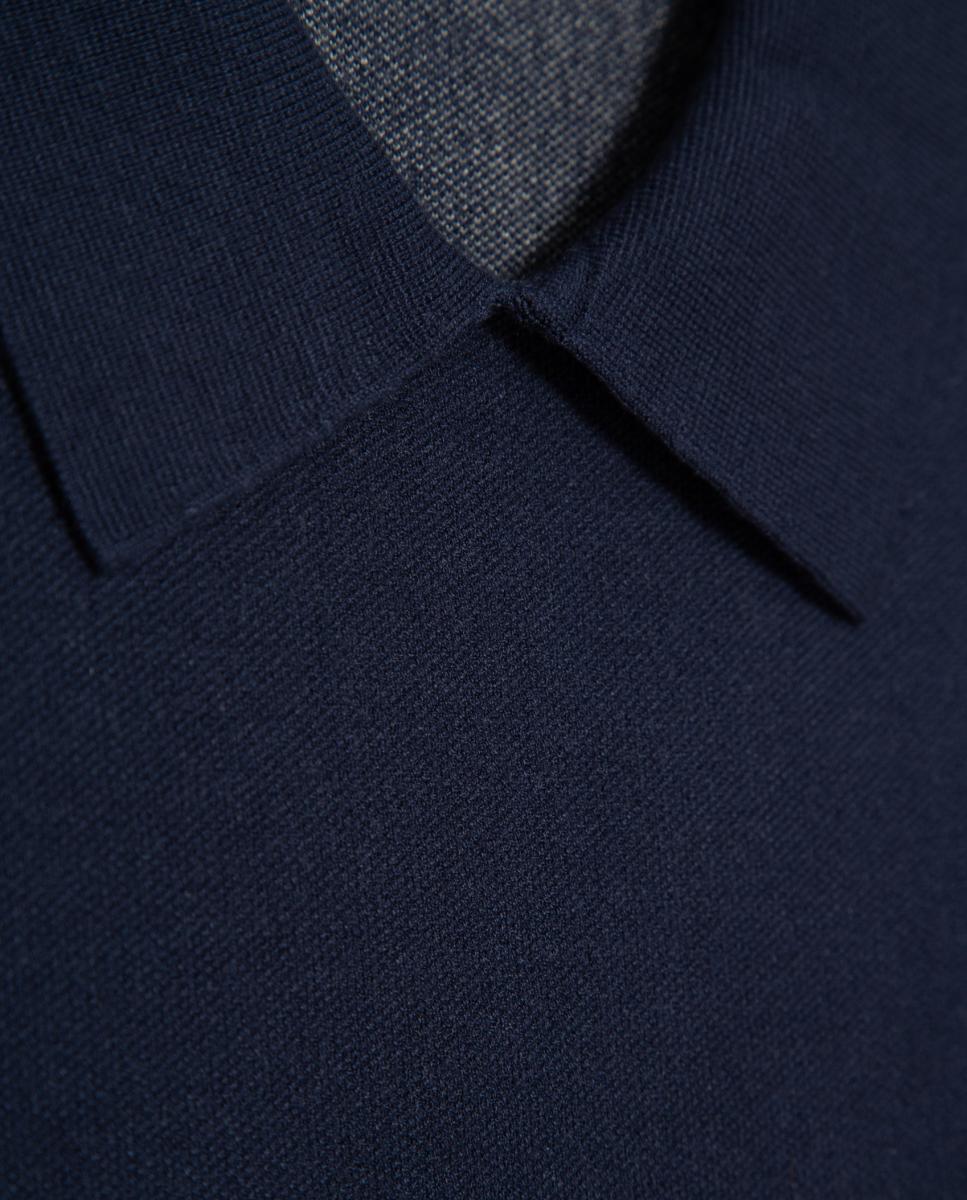 Camisola de Malha Jacquard com Manga Curta Azul-marinho-5