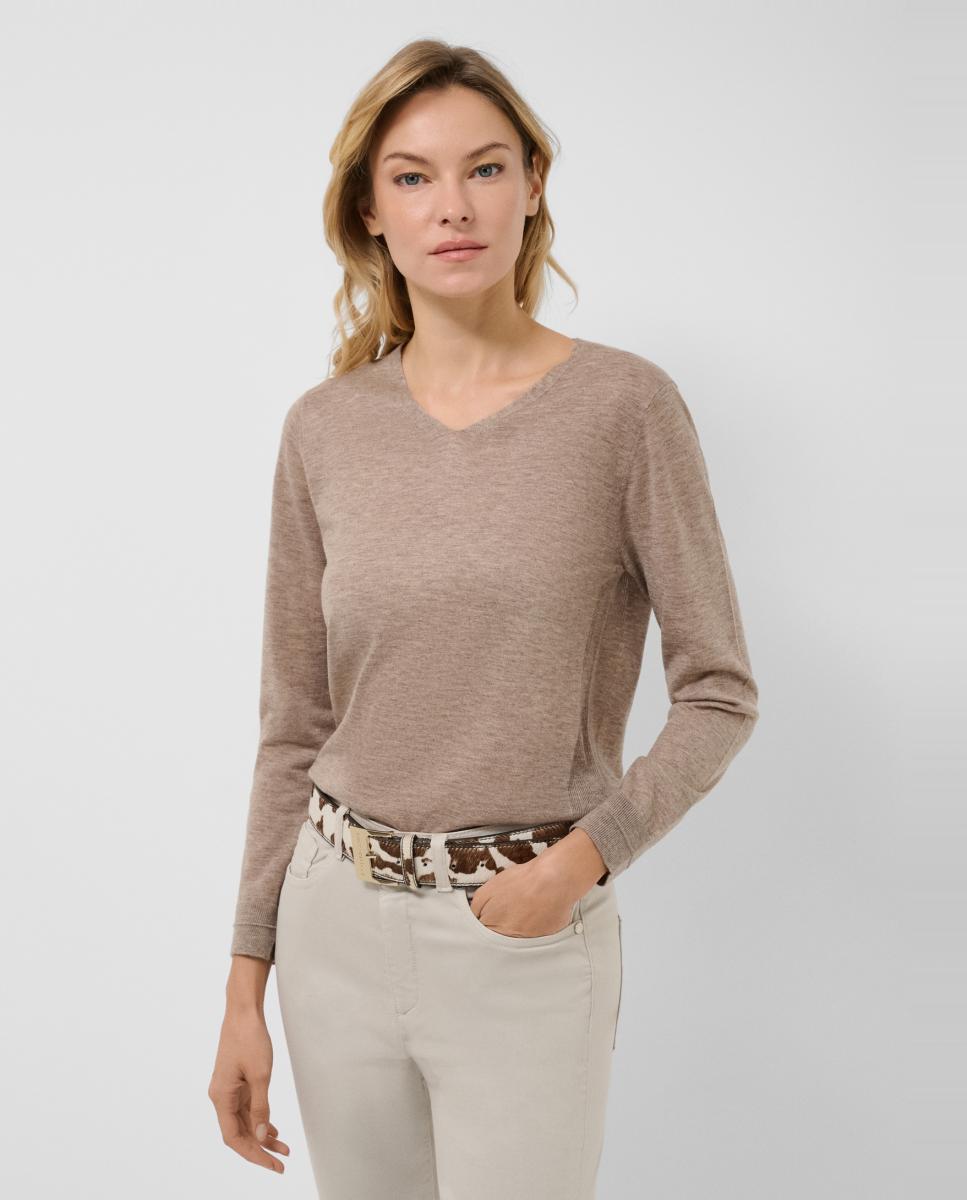 Jersey de mujer escote pico punto fino - Roberto Verino - Camel Camel-1