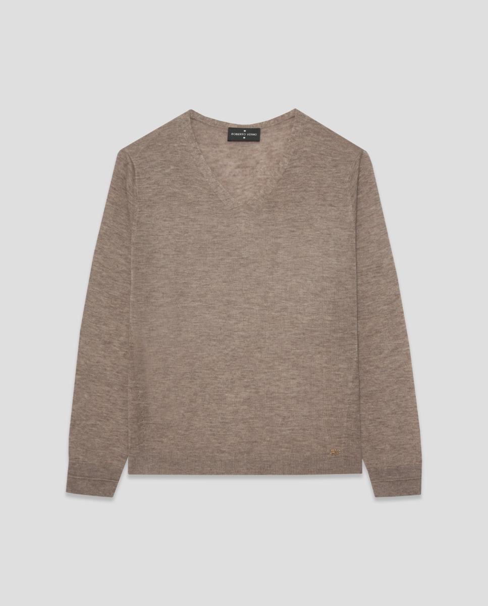 Jersey de mujer escote pico punto fino - Roberto Verino - Camel Camel-4