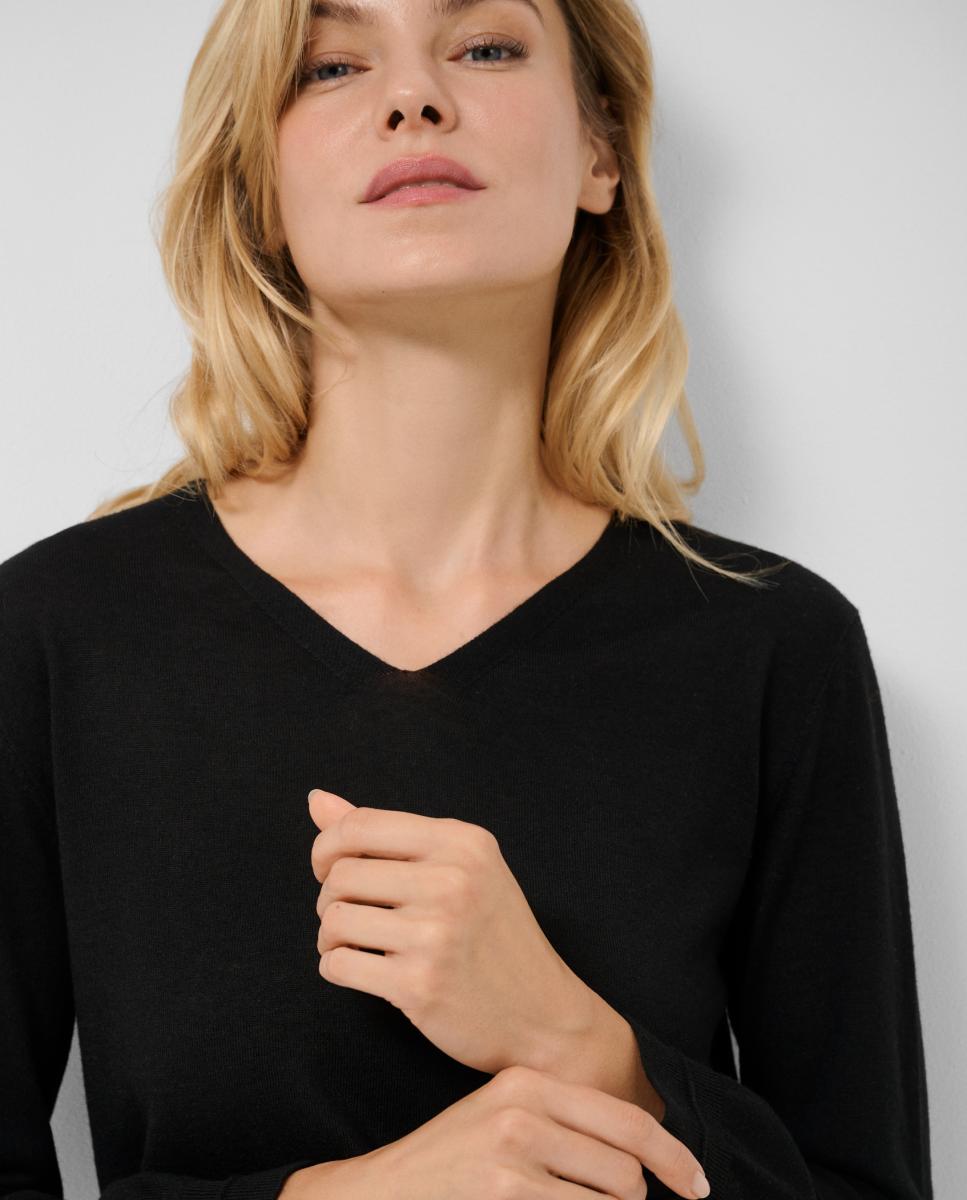Jersey de mujer escote pico punto fino - Roberto Verino - Negro Negro-2