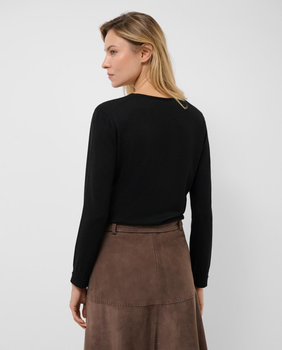 Jersey de mujer escote pico punto fino - Roberto Verino - Negro Negro-3