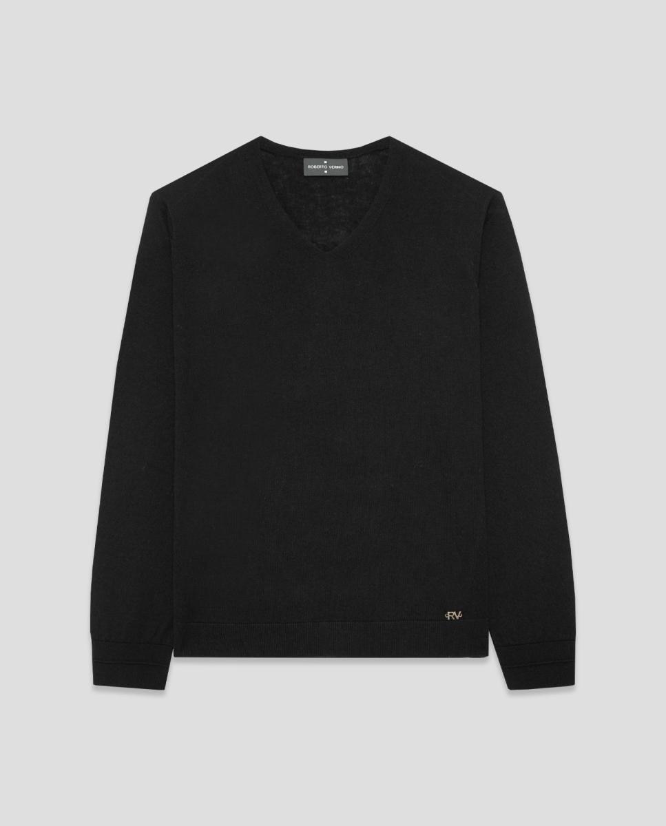 Jersey de mujer escote pico punto fino - Roberto Verino - Negro Negro-4