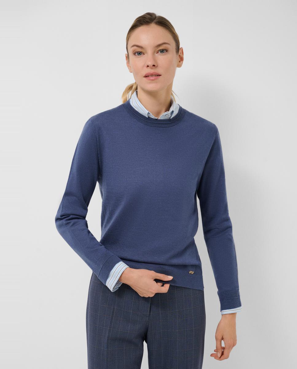 Jersey de mujer escote redondo punto fino - Roberto Verino - Azul Azul-1