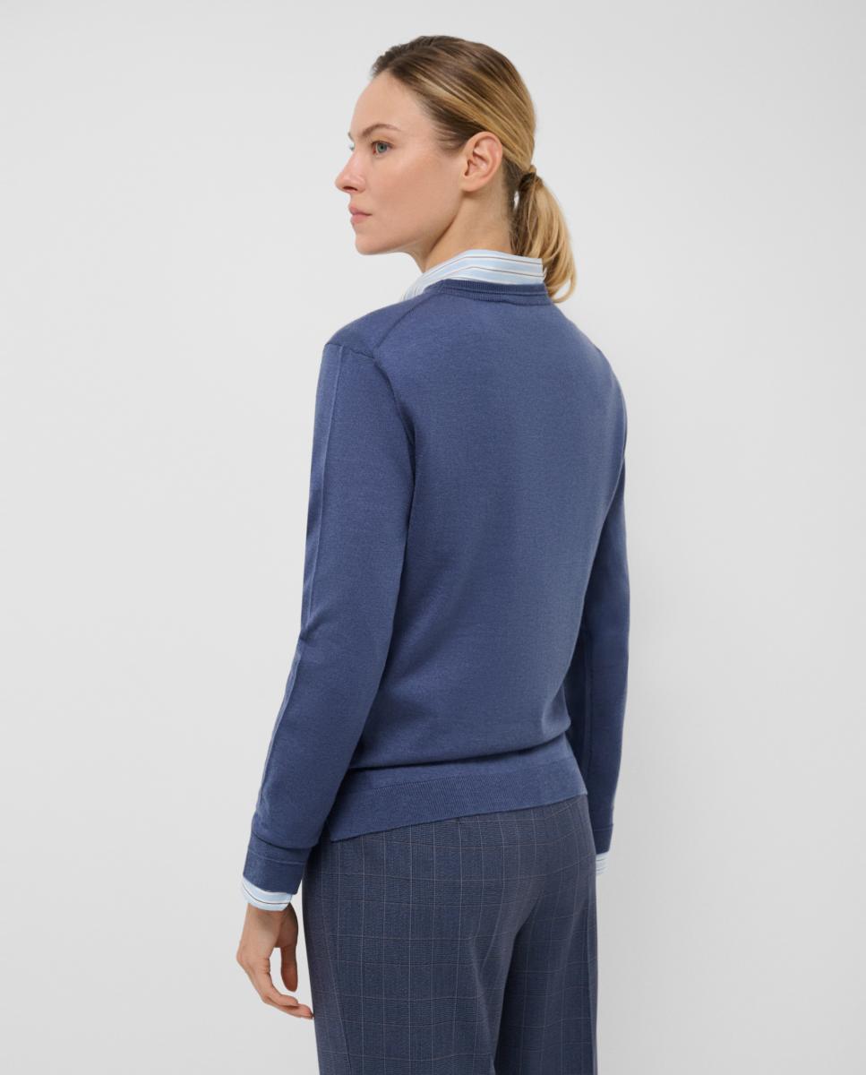 Jersey de mujer escote redondo punto fino - Roberto Verino - Azul Azul-3