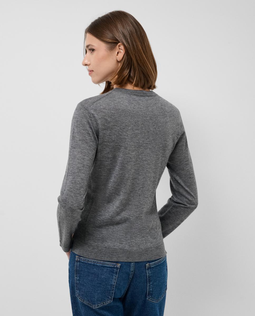 Jersey de mujer escote redondo punto fino - Roberto Verino - Gris oscuro Gris oscuro-3