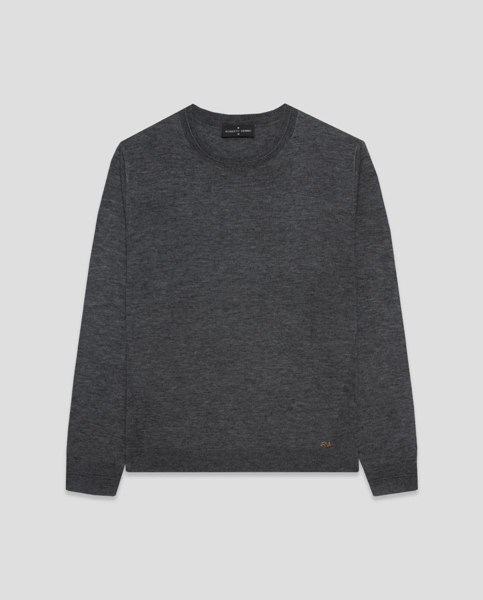 Jersey de mujer escote redondo punto fino - Roberto Verino - Gris oscuro Gris oscuro-4