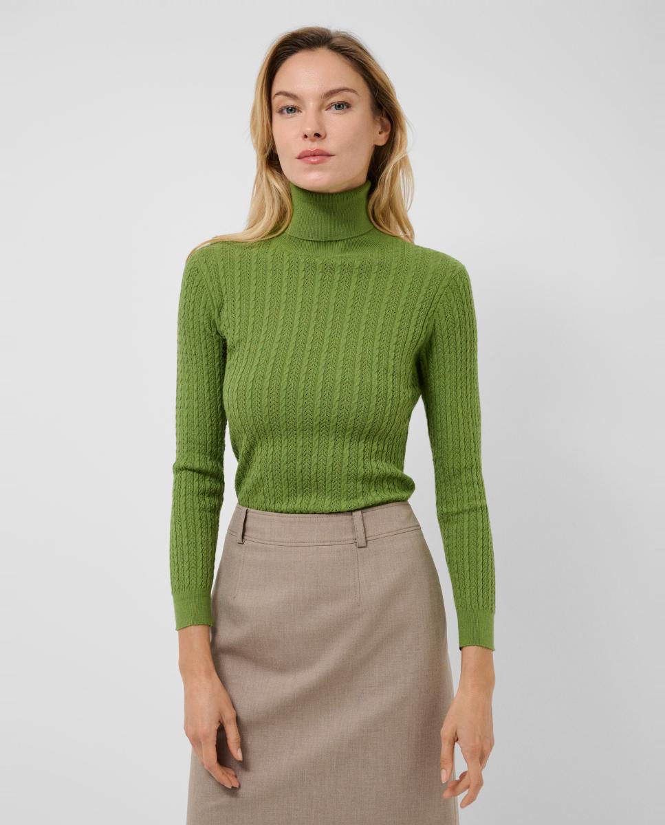 Jersey de mujer cuello subido ochos y espiga - Roberto Verino - Verde Verde-1