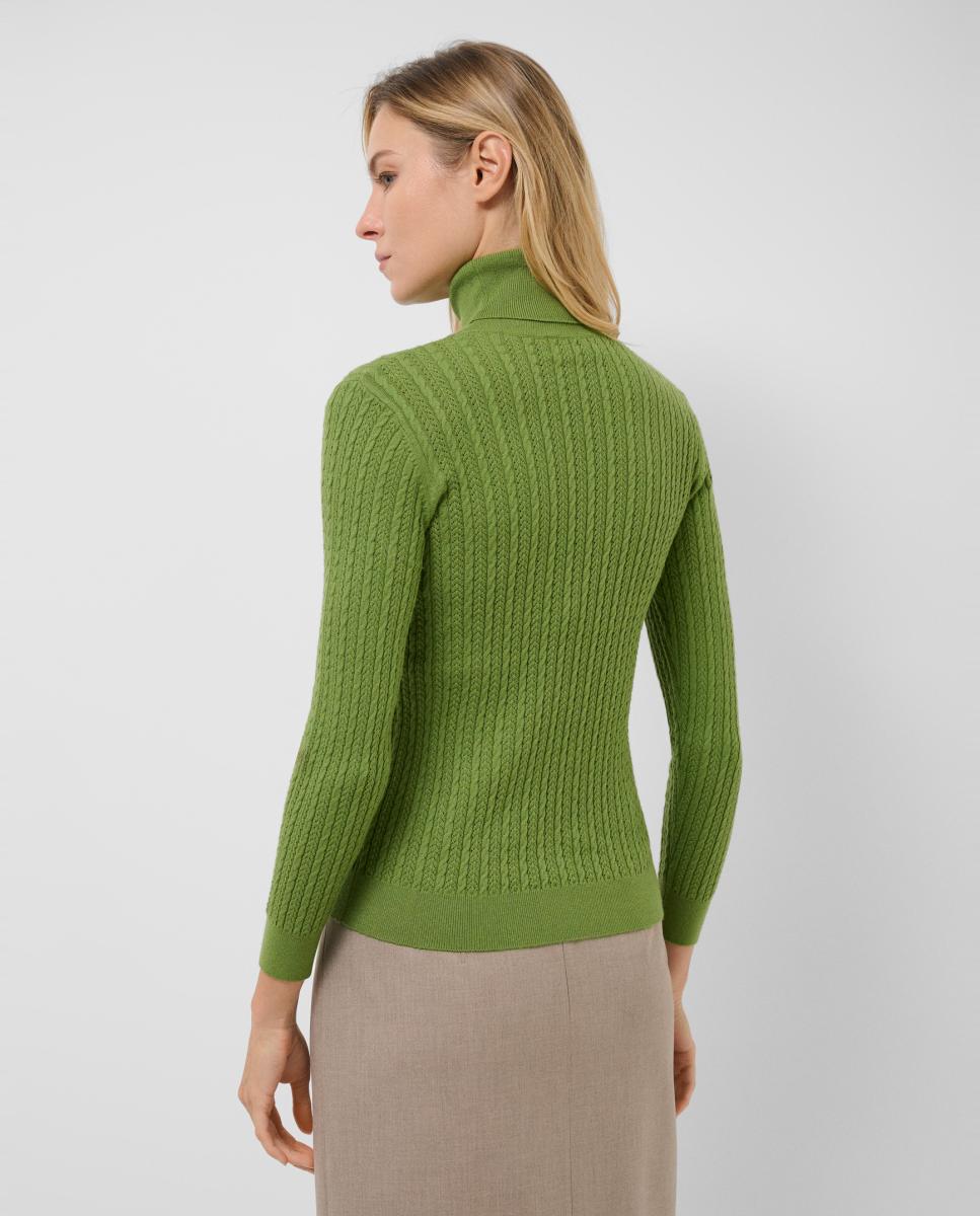 Jersey de mujer cuello subido ochos y espiga - Roberto Verino - Verde Verde-3