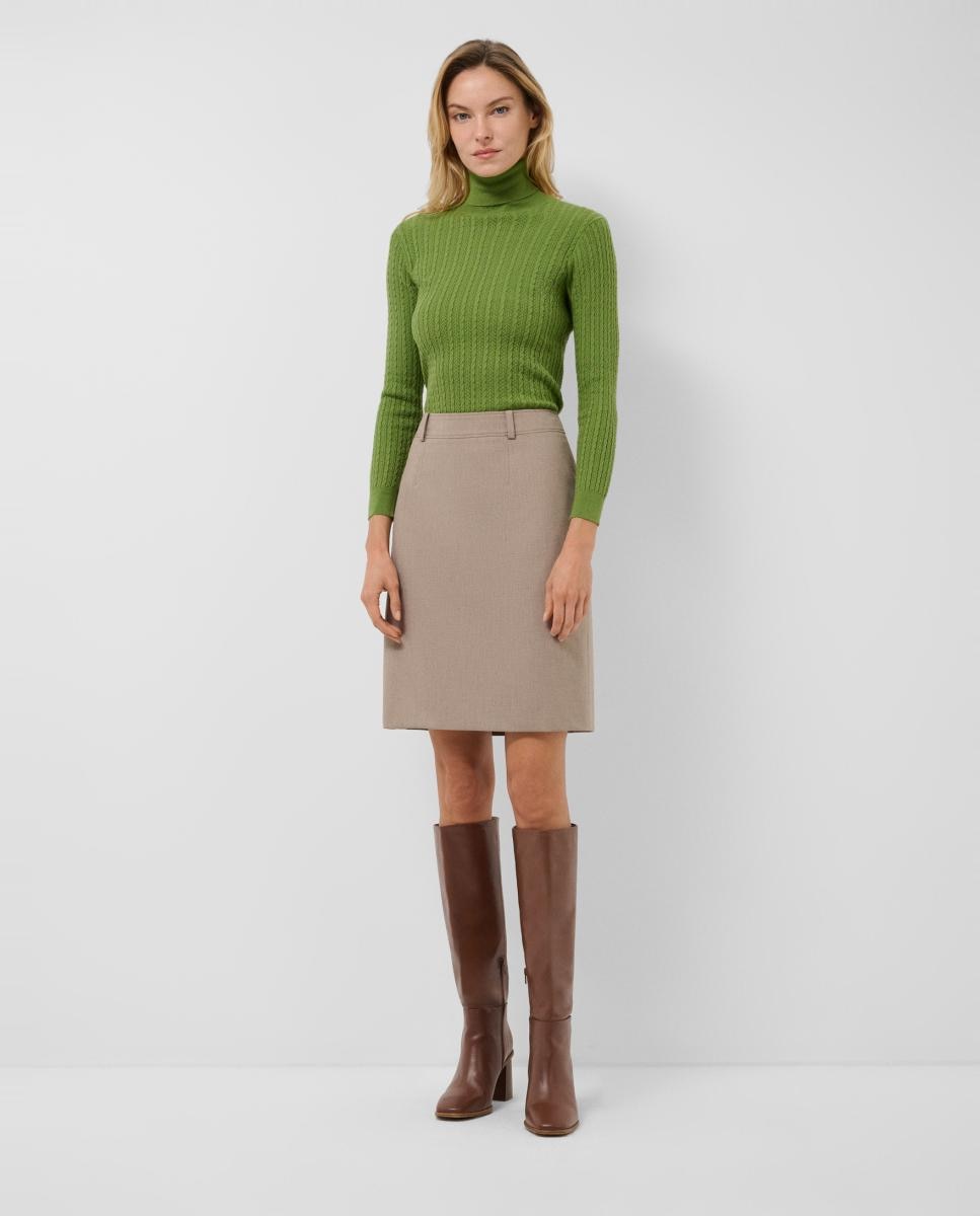 Jersey de mujer cuello subido ochos y espiga - Roberto Verino - Verde Verde-6