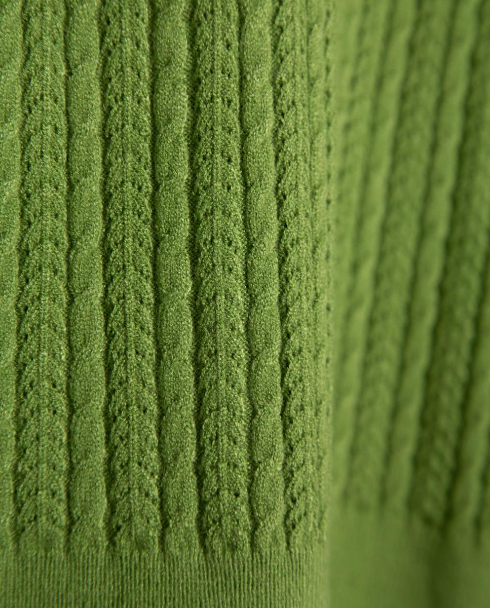 Jersey de mujer cuello subido ochos y espiga - Roberto Verino - Verde Verde-5