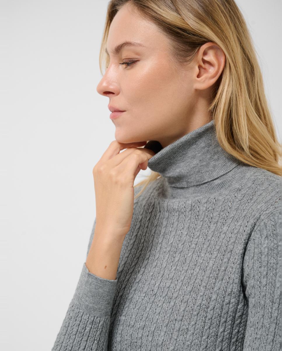 Jersey de mujer cuello subido ochos y espiga - Roberto Verino - Gris Gris-2