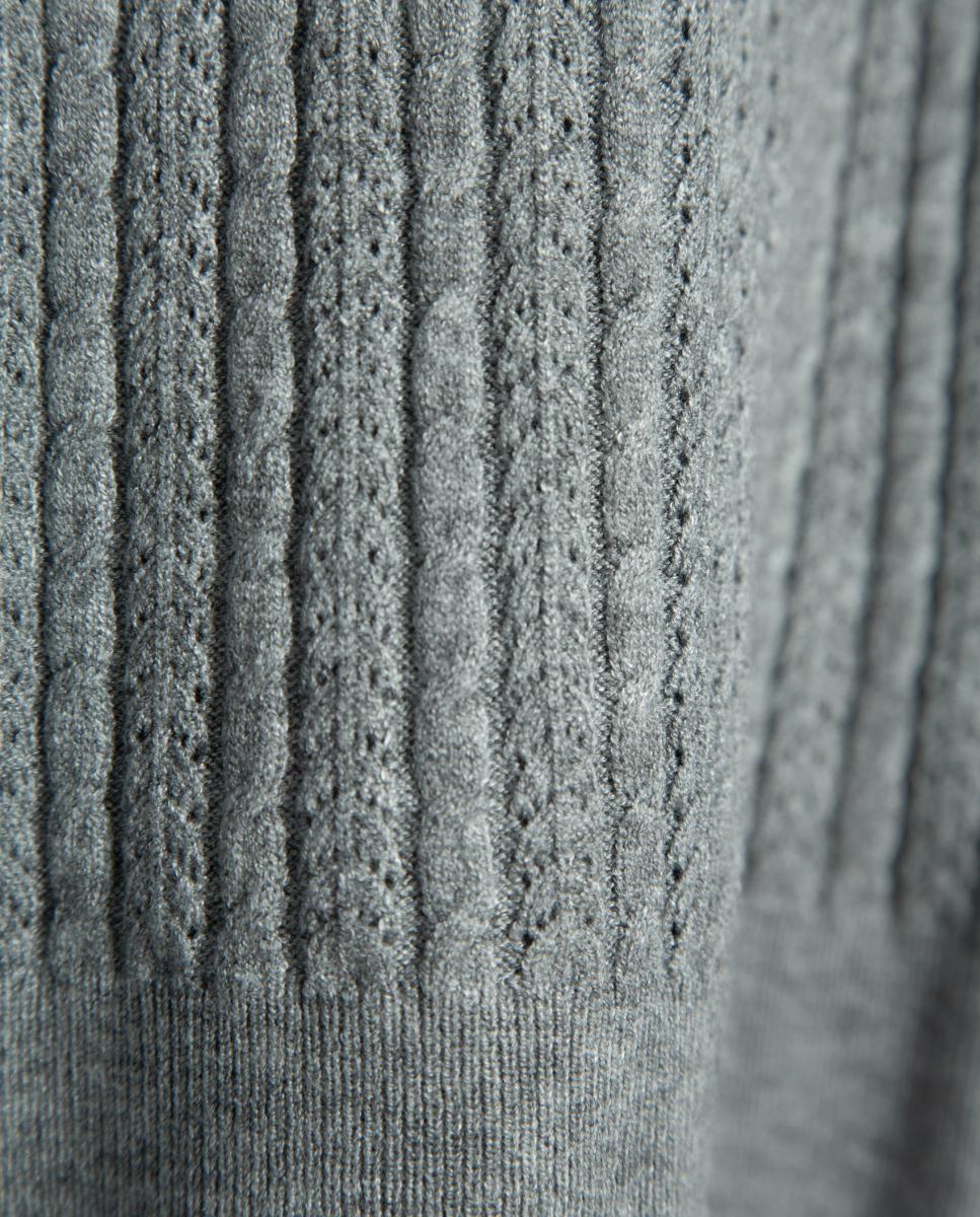 Jersey de mujer cuello subido ochos y espiga - Roberto Verino - Gris Gris-4