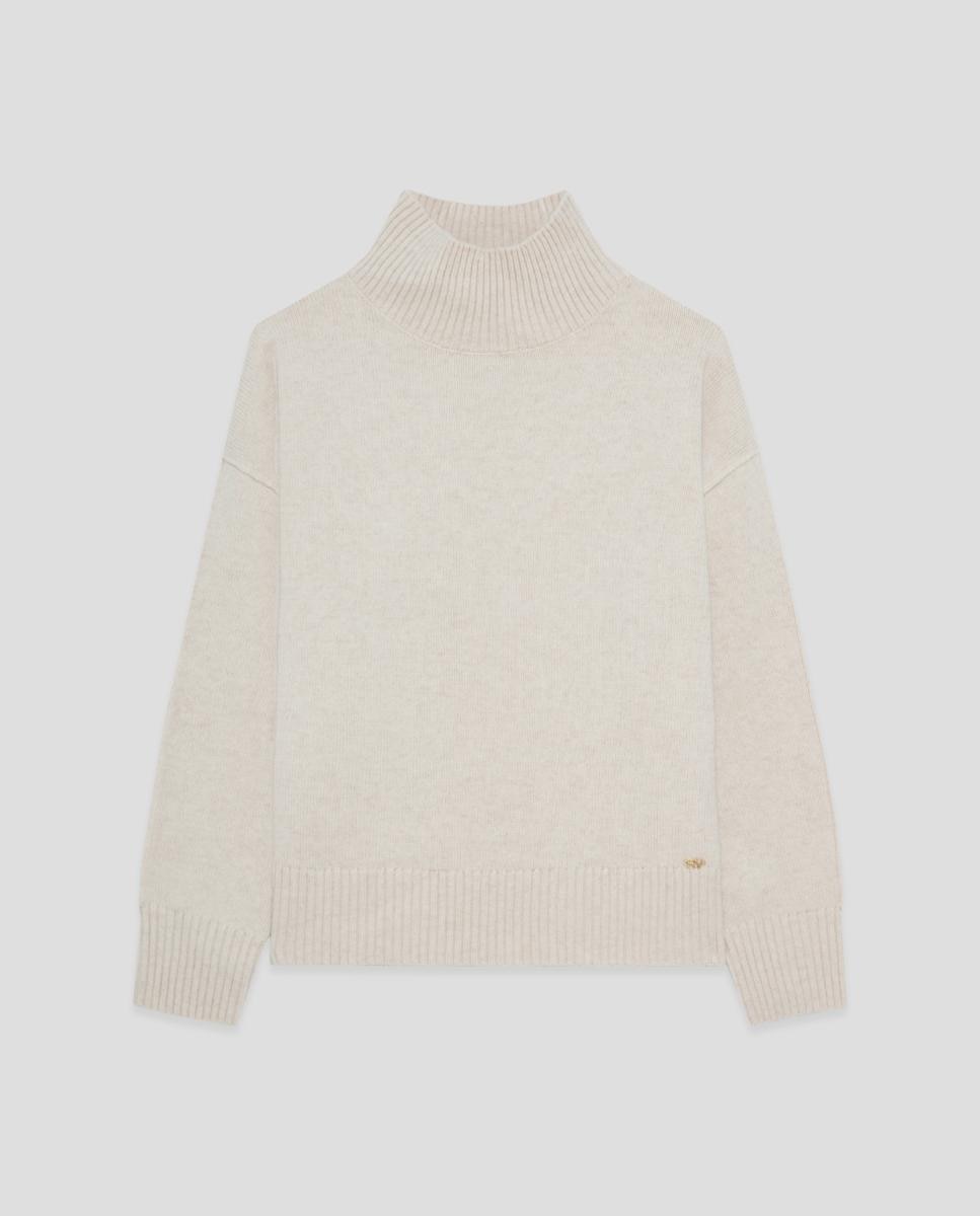 Jersey de mujer punto cuello subido oversize - Roberto Verino - Blanco hielo Blanco hielo-4