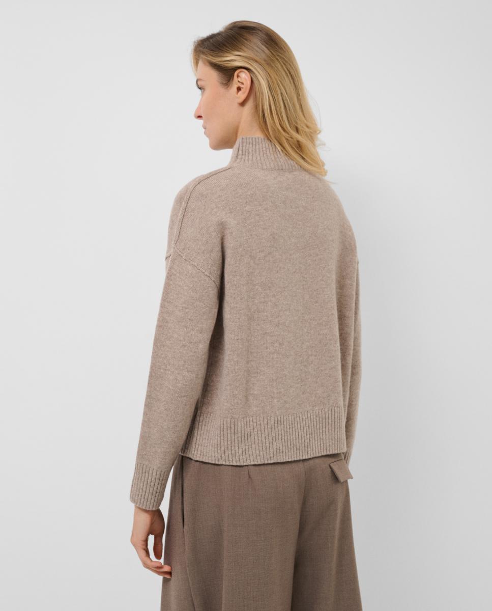 Jersey de mujer punto cuello subido oversize - Roberto Verino - Marrón claro Marrón claro-3