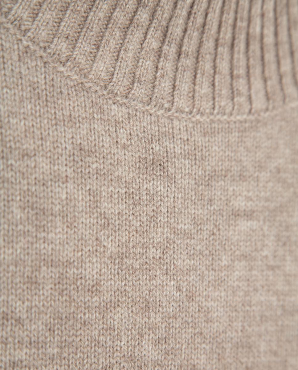 Jersey de mujer punto cuello subido oversize - Roberto Verino - Marrón claro Marrón claro-5