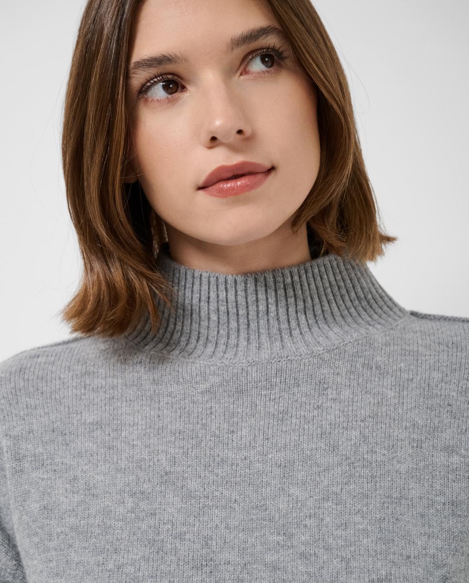Jersey de mujer punto cuello subido oversize - Roberto Verino - Gris Gris-2
