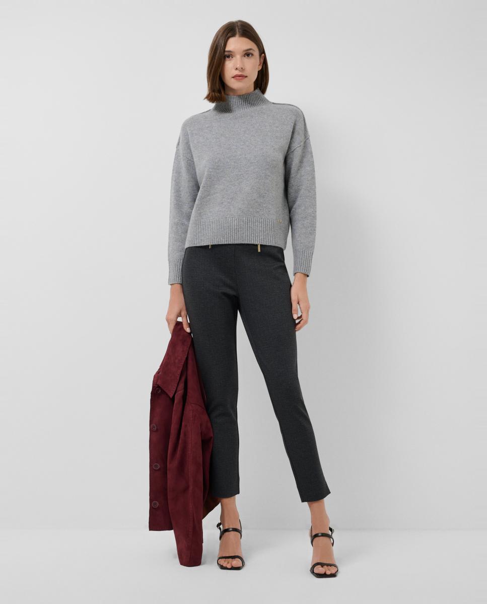 Jersey de mujer punto cuello subido oversize - Roberto Verino - Gris Gris-6