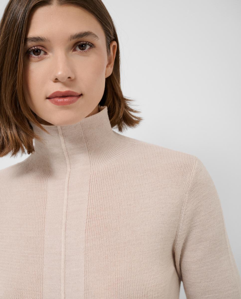 Jersey de mujer cuello chimenea entallado punto fino - Roberto Verino - Blanco hielo Blanco hielo-2