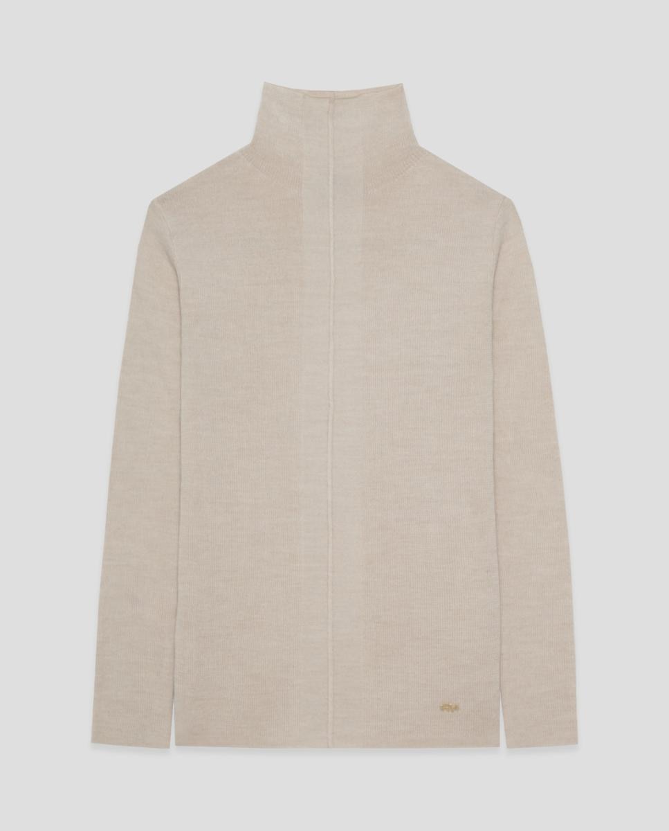 Jersey de mujer cuello chimenea entallado punto fino - Roberto Verino - Blanco hielo Blanco hielo-4