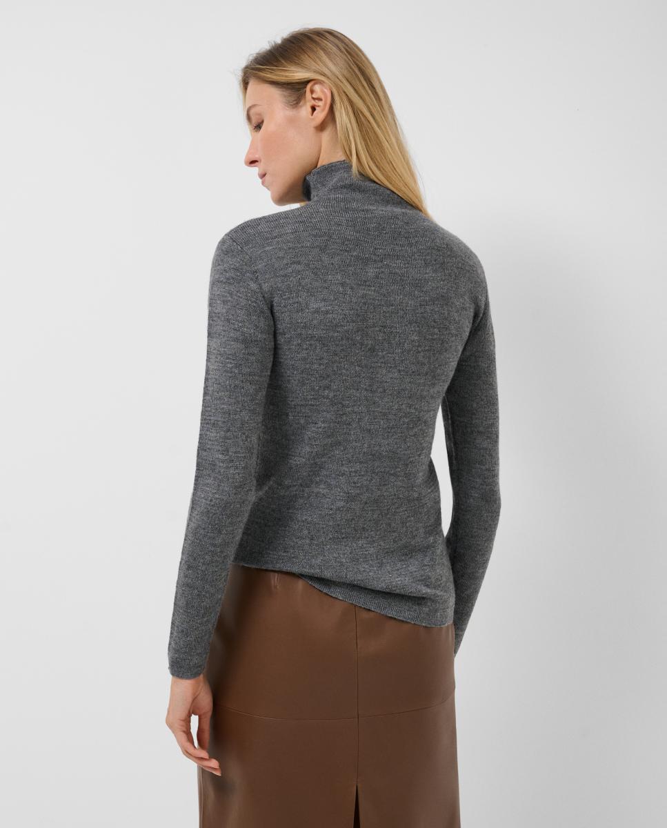 Jersey de mujer cuello chimenea entallado punto fino - Roberto Verino - Gris oscuro Gris oscuro-3