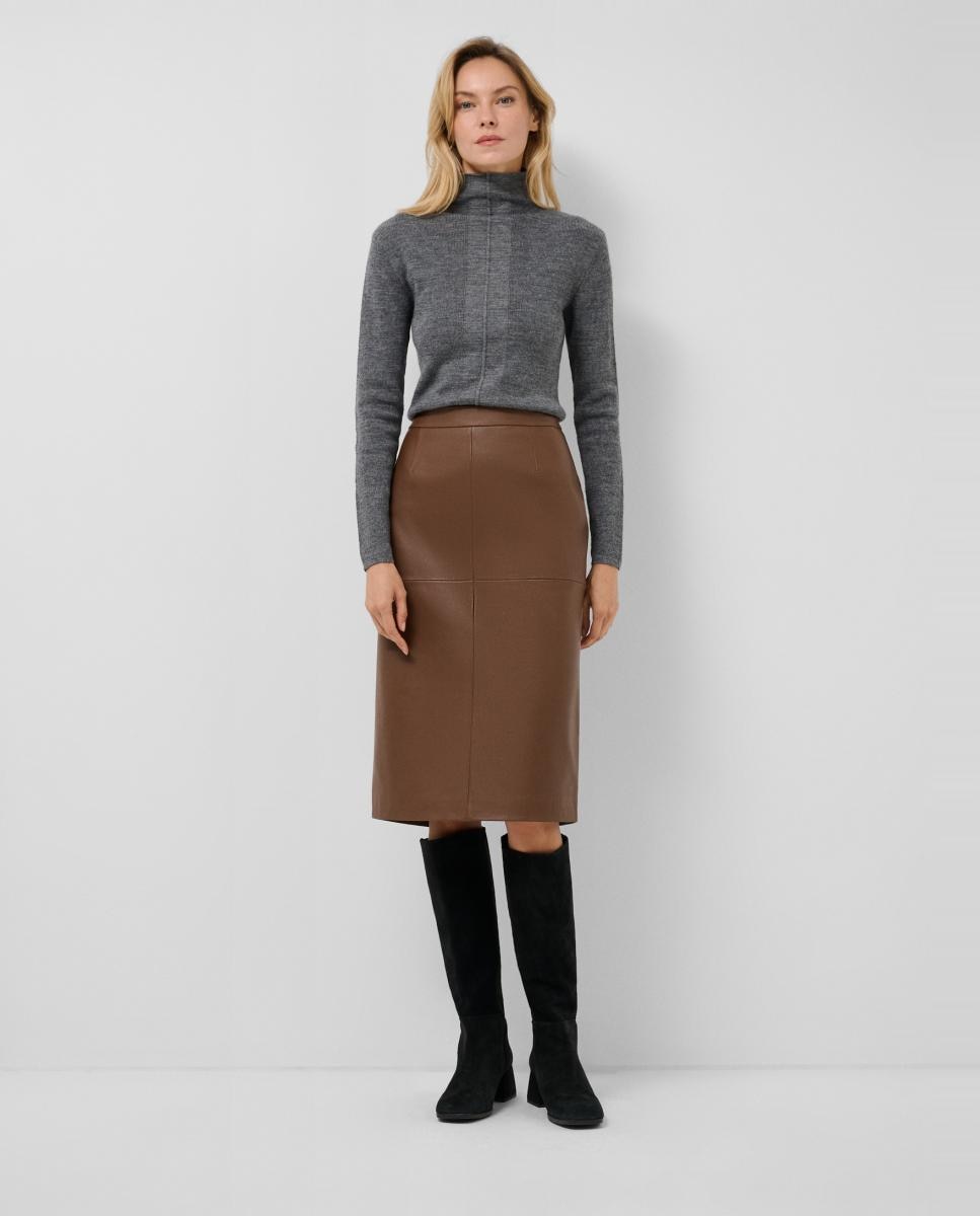 Jersey de mujer cuello chimenea entallado punto fino - Roberto Verino - Gris oscuro Gris oscuro-6