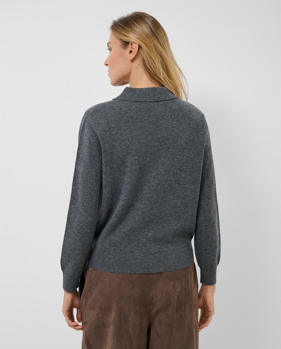 Jersey de mujer estilo polo punto fino - Roberto Verino - Gris oscuro Gris oscuro-3