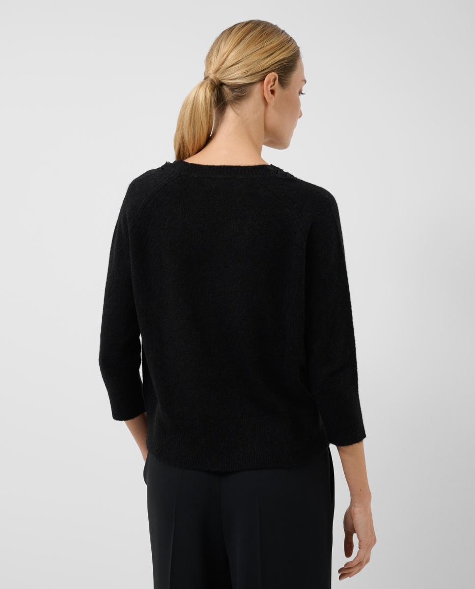 Jersey punto con bordado floral en escote - Roberto Verino - Negro Negro-3