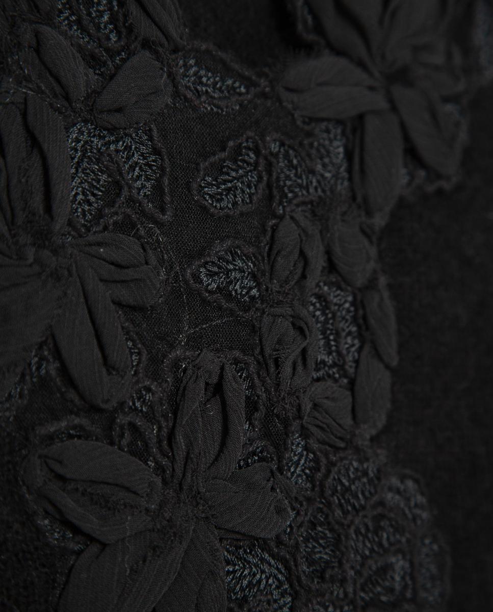Jersey punto con bordado floral en escote - Roberto Verino - Negro Negro-5