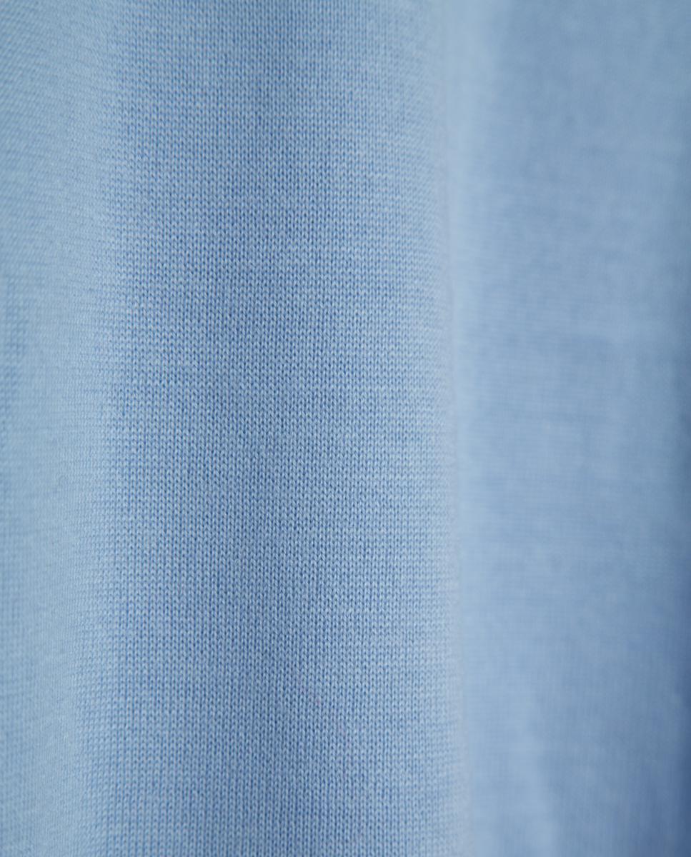 Camisola de Malha Fina de Lã com Gola Cisne Azul-5