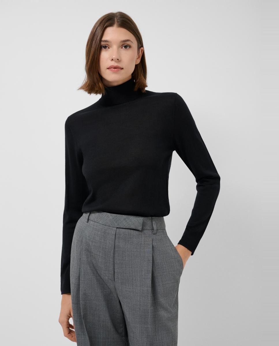 Jersey de mujer cuello cisne en punto fino de lana - Roberto Verino - Negro Negro-1