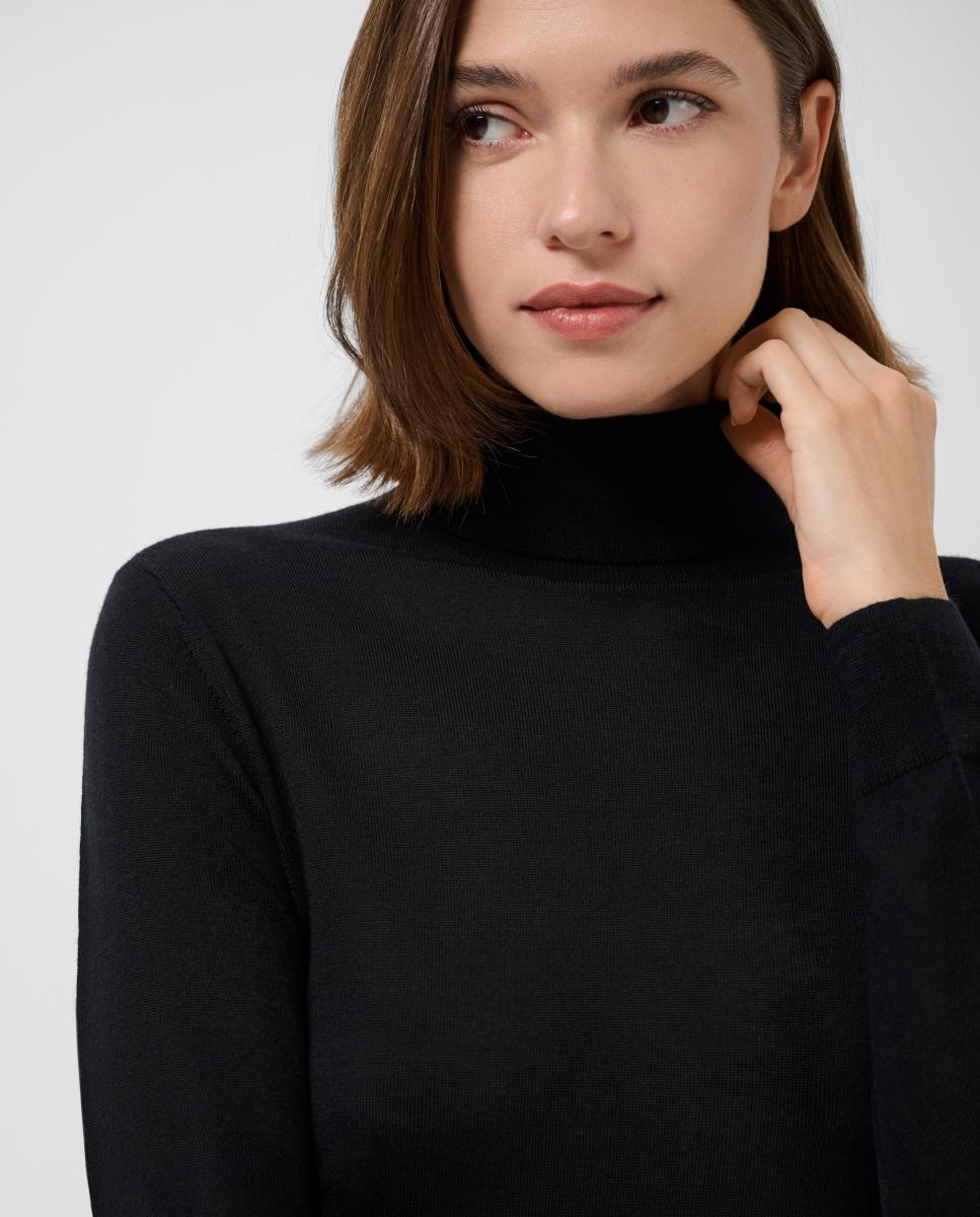 Jersey de mujer cuello cisne en punto fino de lana - Roberto Verino - Negro Negro-2