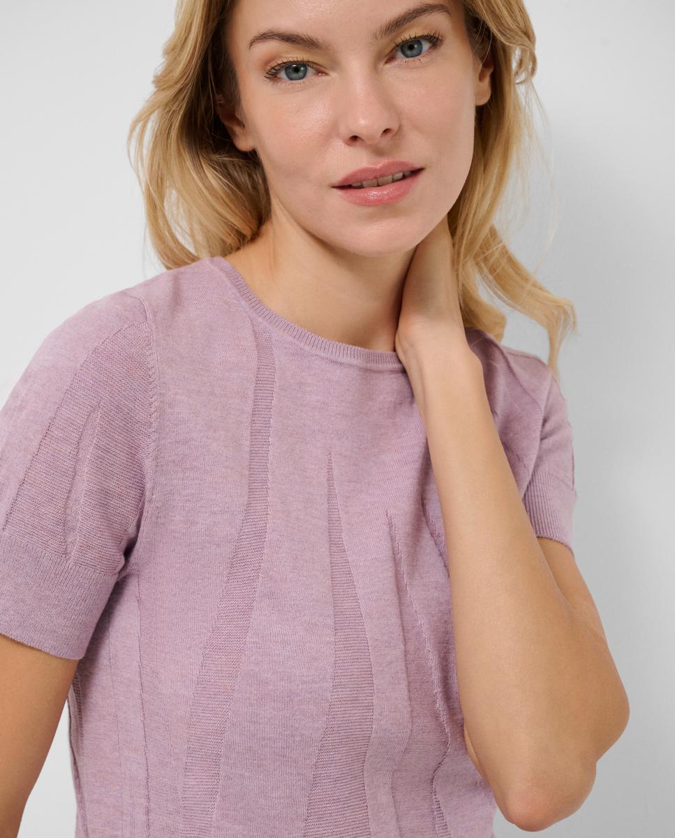 Camisola de Malha Fina com Manga Curta Lilás-2
