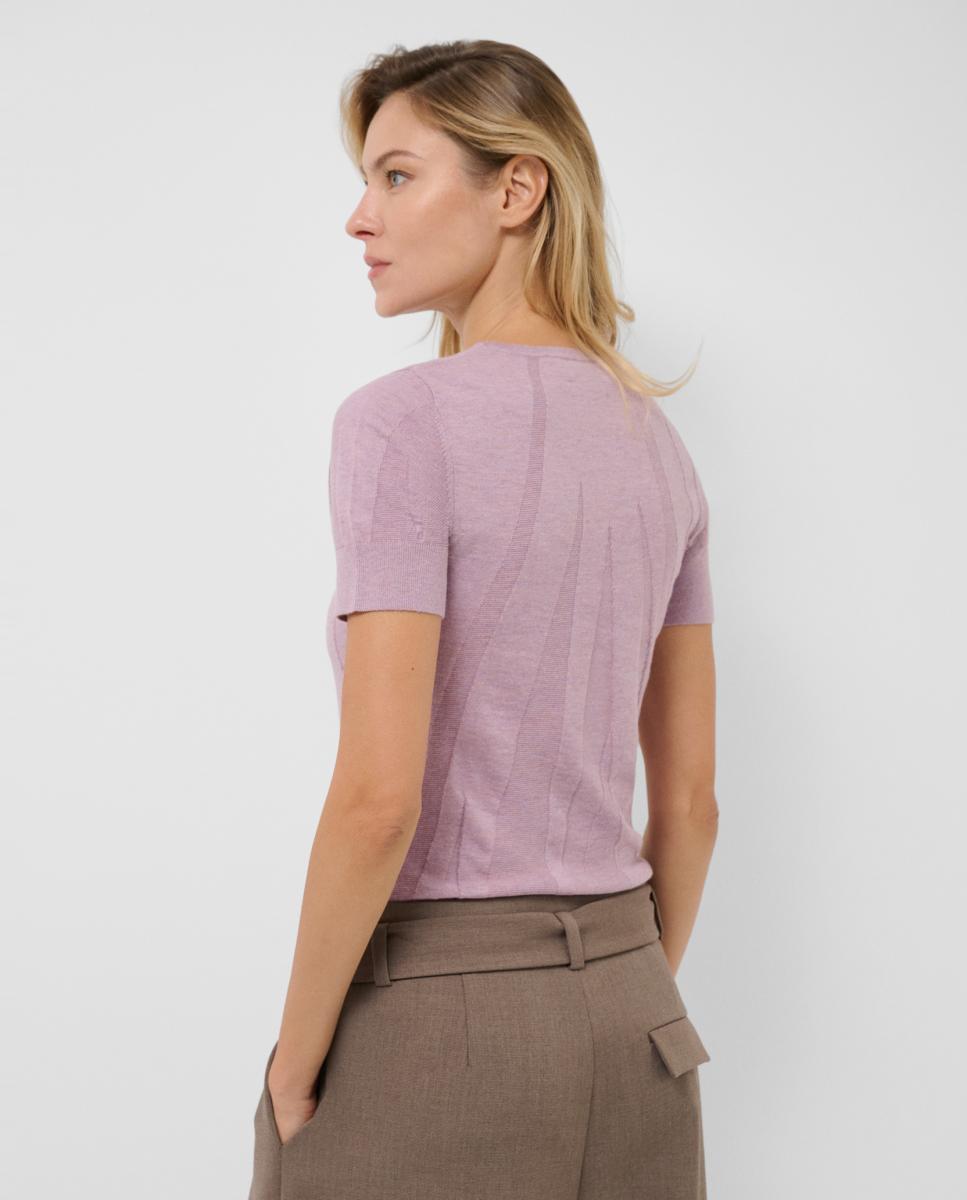 Camisola de Malha Fina com Manga Curta Lilás-3