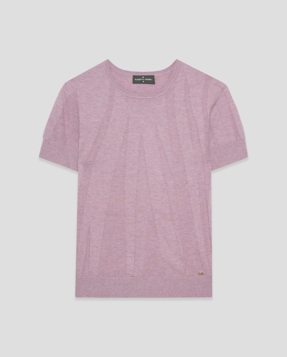 Camisola de Malha Fina com Manga Curta Lilás-4